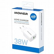 ראש מטען 38W כולל 2 יציאות MOWER USB-A+USB-C מאוור דגם 572882 ראש מטען 38W כולל 2 יציאות MOWER USB-A+USB-C מאוור דגם 572882