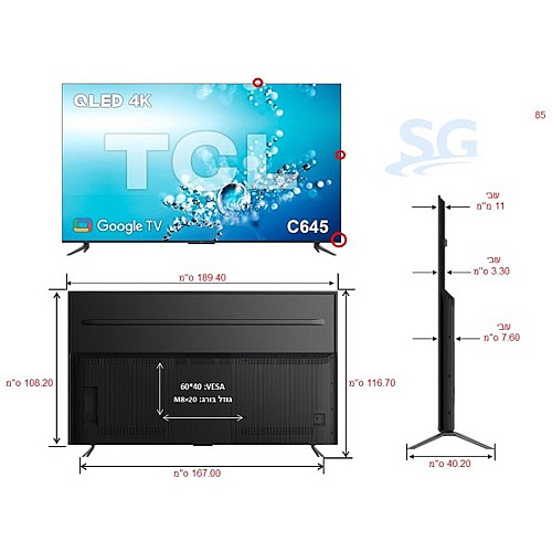 �������� "85 QLED 4K Google TV ���� TCL ��.��.�� ��� 85C645