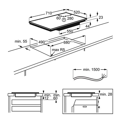������ ��������� 70 �"� ���� AEG ��� ��� MAXISENSE PURE BLACK IPE74541FB