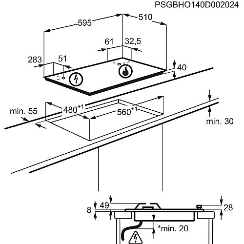 ������ �� 60 �"� ���� ZANUSSI ����� ���  ZGH65424XS