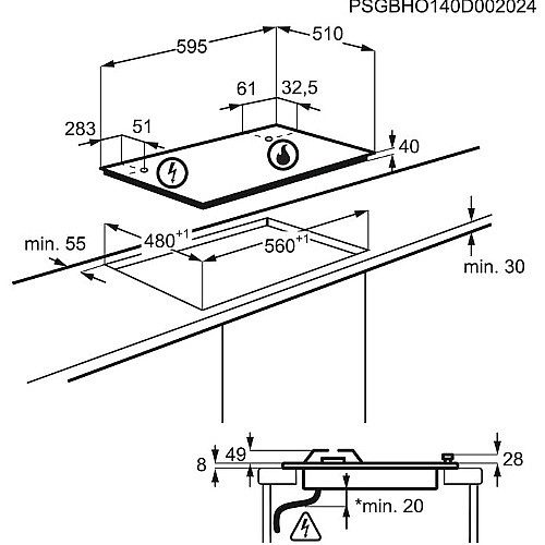 ������ �� 60 �"� ���� ZANUSSI ����� ��� ZGH66424